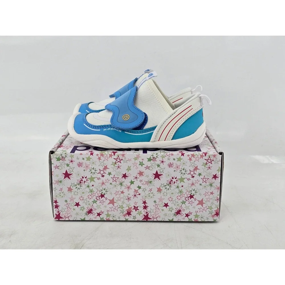 Pediped Aries Sneakers Toddler 7 US Aqua Blue Hook Loop -New
